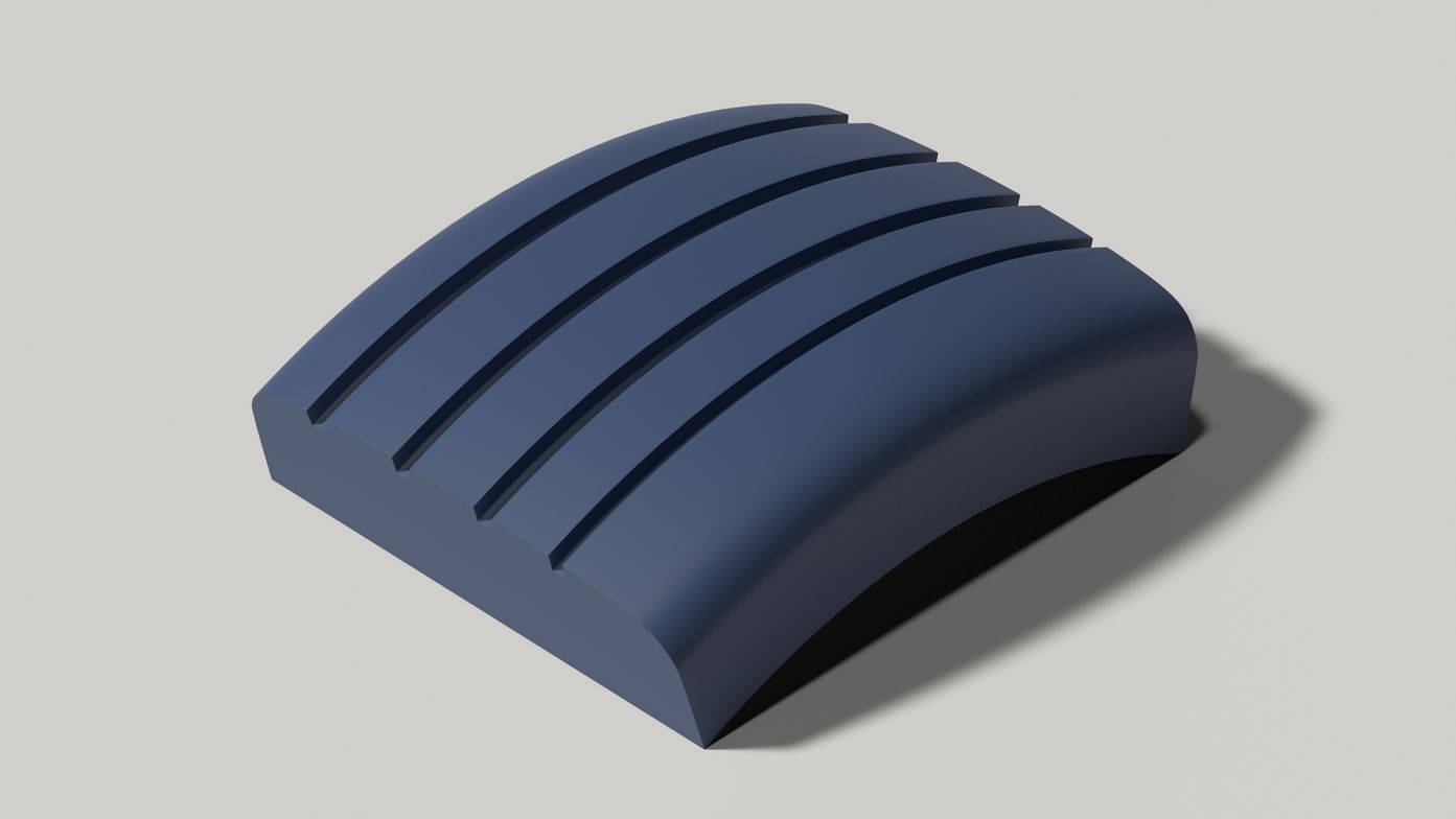 an image of a blue tire cast: a rubber casting made from the tread of a tire